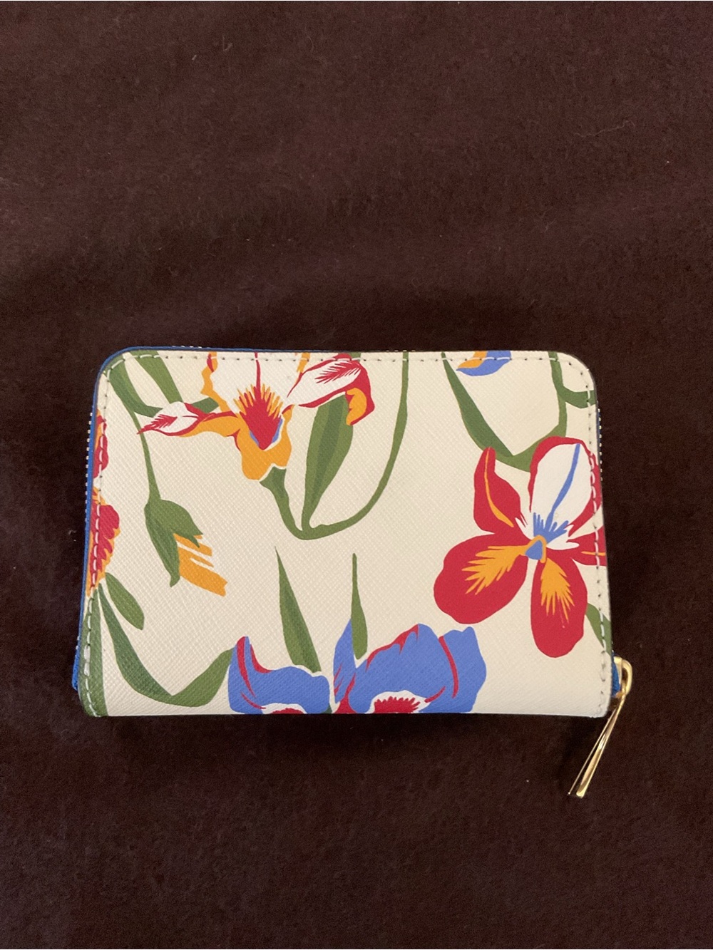Tory Burch Floral Zip Wallet in Cream and Multicolor - Picture 2 of 3